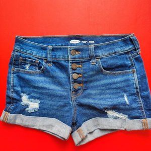 Old Navy boyfriend mid-rise jean short button fly blue women's size 0